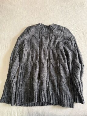 American Eagle Outfitters Charcoal Cable Crewneck Sweater